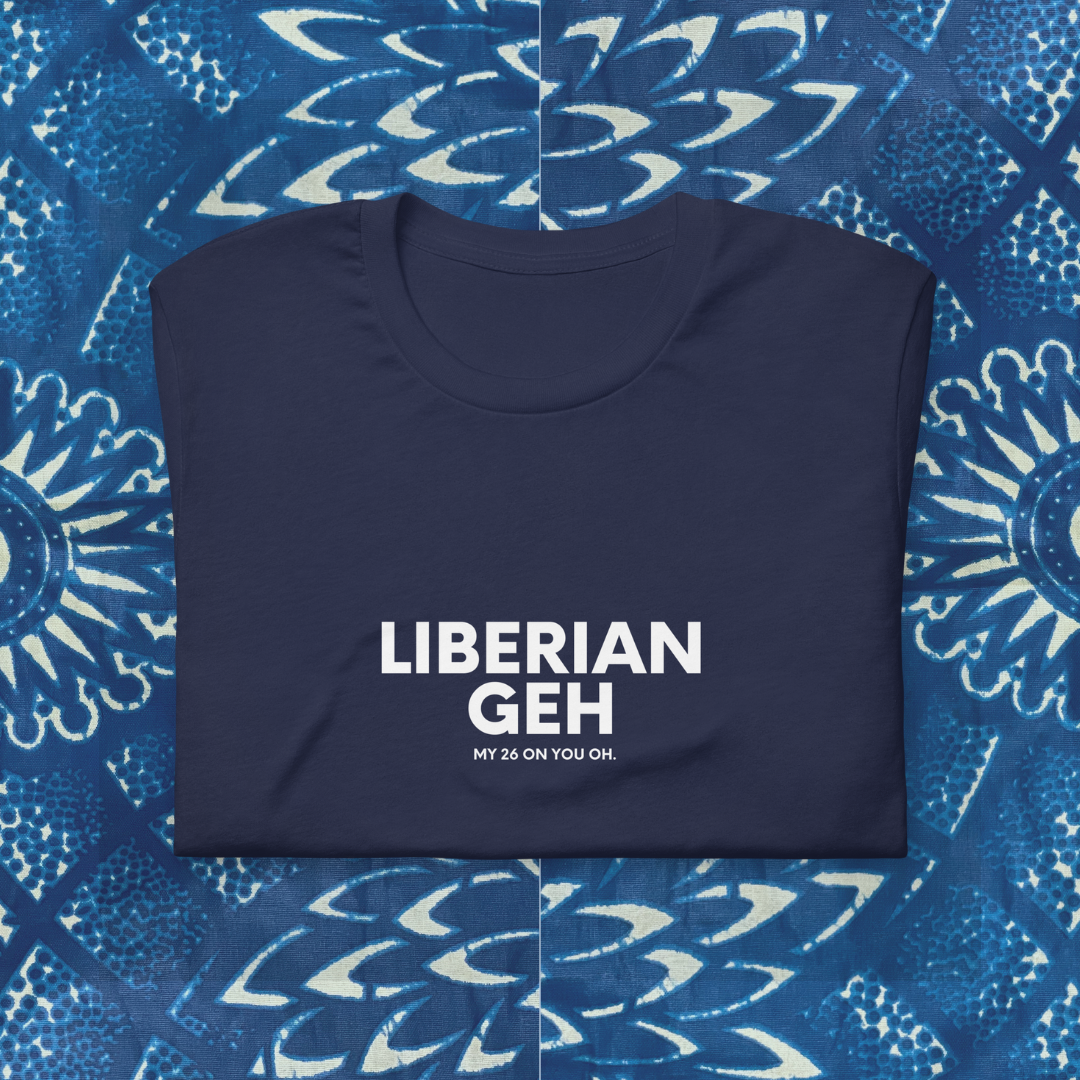 Liberian Geh My 26, White Text - Unisex t-shirt