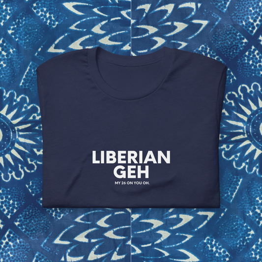 Liberian Geh My 26, White Text - Unisex t-shirt
