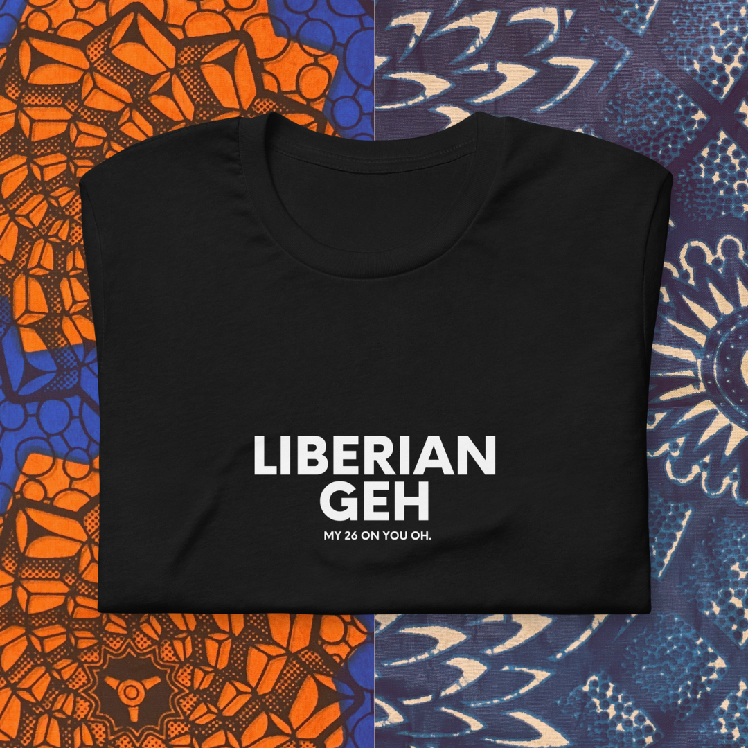 Liberian Geh My 26, White Text - Unisex t-shirt