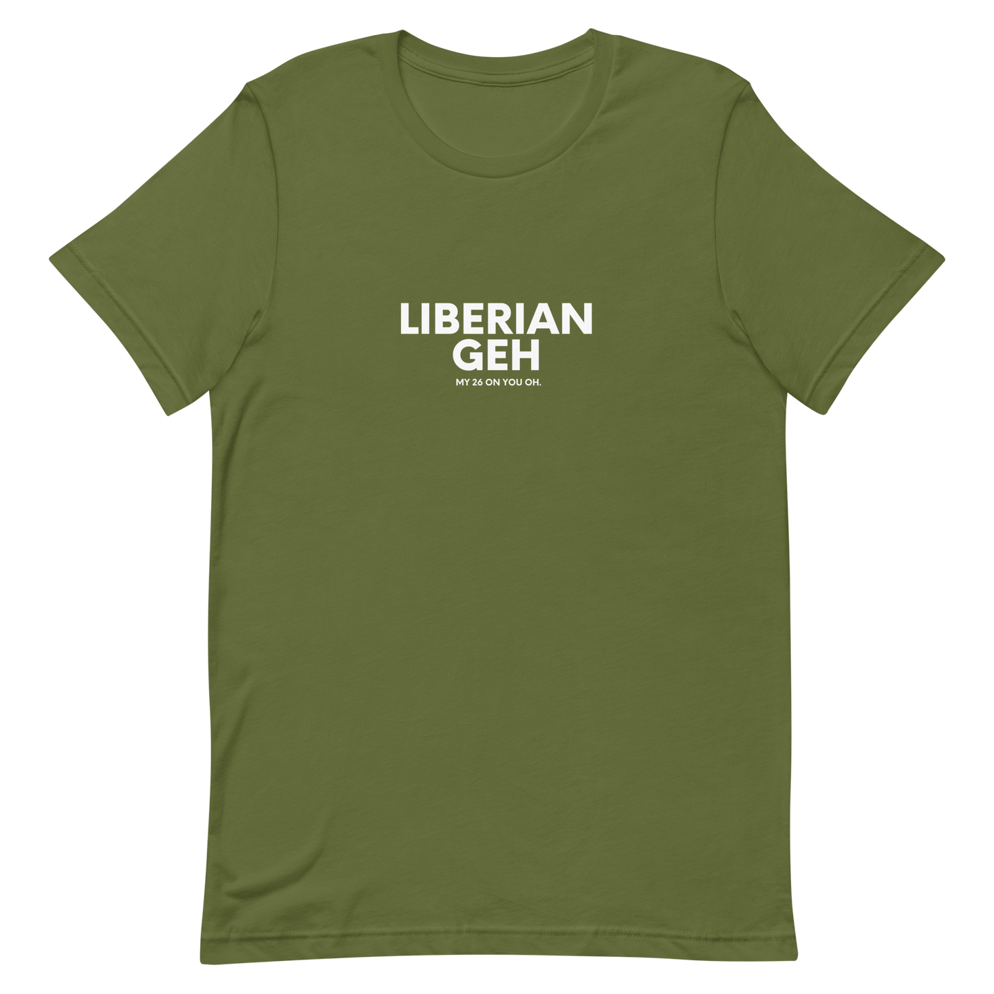 Liberian Geh My 26, White Text - Unisex t-shirt