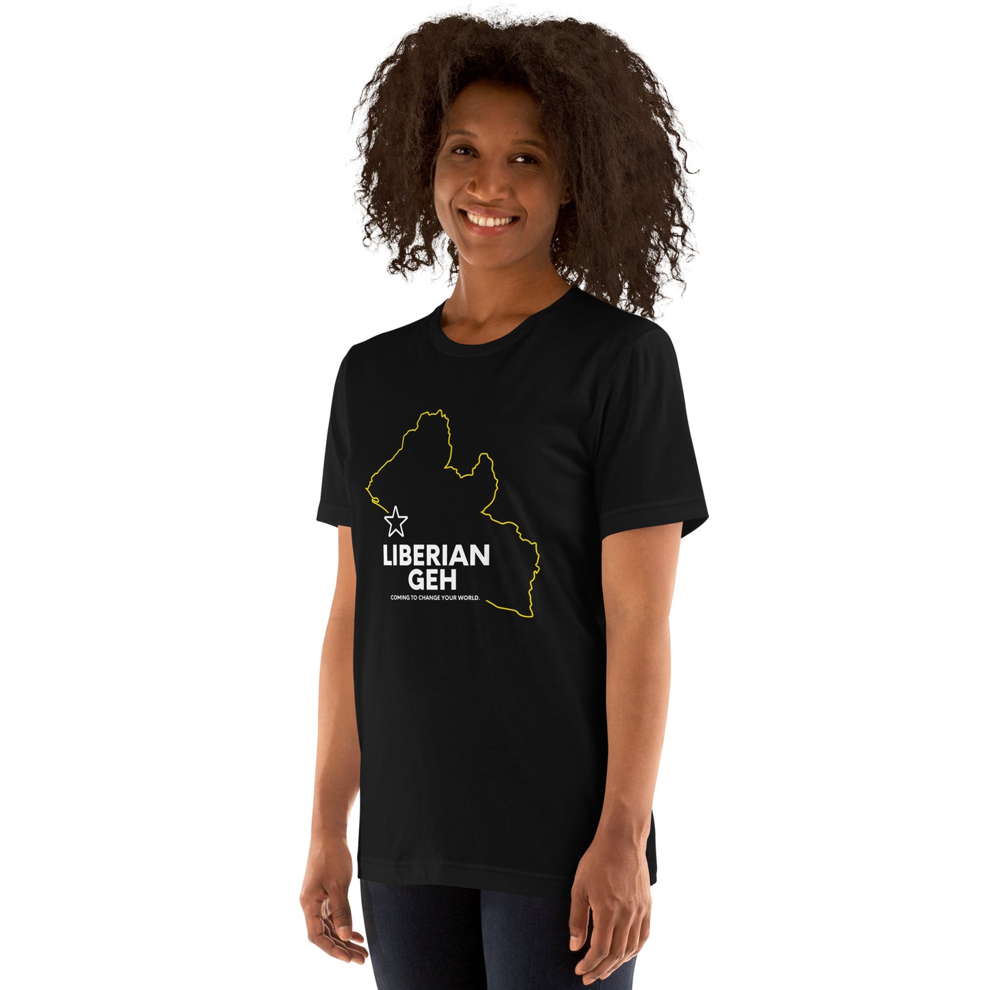 Liberian Geh, Change Your World LIB Outline, Unisex T-Shirt