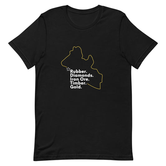African & Liberian Minerals & Resources with Liberia Outline - Unisex t-shirt